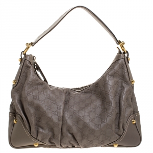 Pre Owned Gucci Beige Guccissima Leather Medium Jockey Hobo