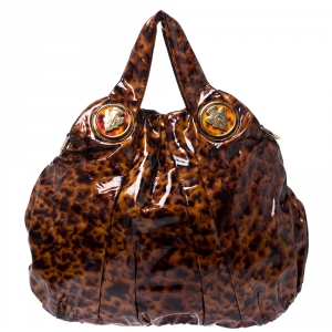 مملوكة مسبقًا حقيبة غوتشي هيستريا كبيرة جلد لامعة طباعة ترتواز