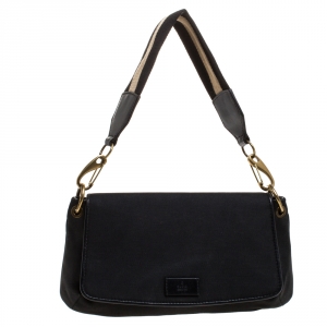 Pre Owned Gucci Black Canvas Small Vintage Flap Shoulder Bag