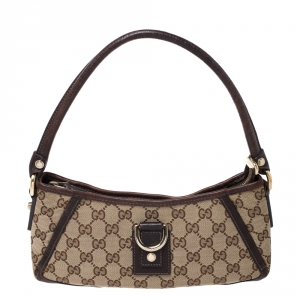 مملوكة مسبقًا Gucci Beige GG Canvas and Leather Abbey D-Ring Pochette Bag