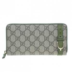 Pre Owned Gucci Beige Canvas Nice GG Supreme Zip Around Wallet