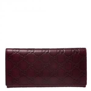 Gucci Burgundy Guccissima Leather Flap Continental Wallet
