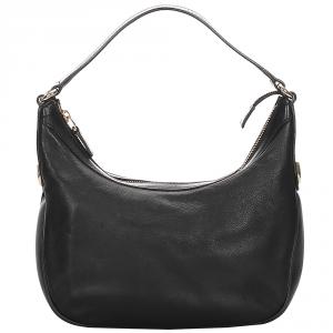 Pre Owned Gucci Black Leather Hobo Bag