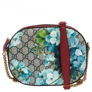 Pre Owned Gucci Multicolor GG Supreme Blooms Canvas and Leather Mini Chain Crossbody Bag