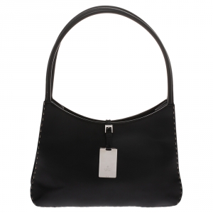 مملوكة مسبقًا Gucci Black Leather Topstitch Hobo
