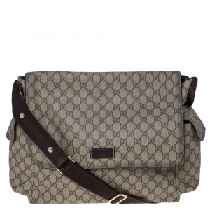 مملوكة مسبقًا Gucci Beige/Brown GG Supreme Canvas Plus Diaper Bag