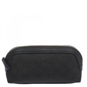 مملوكة مسبقًا Gucci Black GG Canvas and Leather Cosmetic Pouch