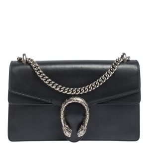 Pre Owned Gucci Black Leather Small Dionysus Shoulder Bag