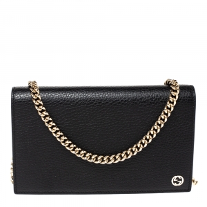 مملوكة مسبقًا Gucci Black Leather Betty Wallet on Chain