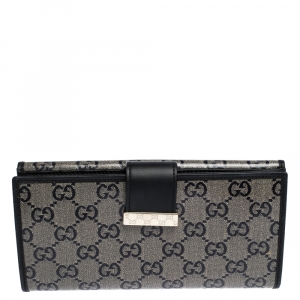 Gucci Black GG Crystal Canvas and Leather Continental Wallet