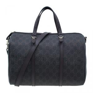 Pre Owned Gucci Brown Coated Canvas Medium Nice GG Supreme Boston Bag