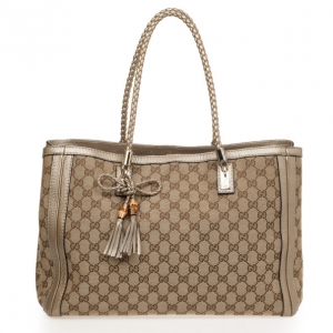 Pre Owned Gucci Beige/Ebony Bella Original Canvas GG Tote 