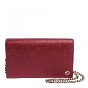Gucci Red Leather Betty Wallet on Chain