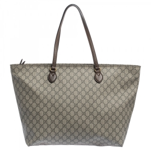 Pre Owned Gucci  Beige/Brown GG Supreme Canvas and Leather Medium Ophidia Tote