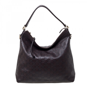 Pre Owned حقيبة غونشي ميس جي جي جلد غوتشيسيما بني داكن