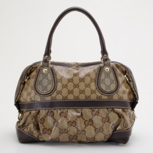 Pre Owned Gucci Monogram GG Logo Crystal Borsa Satchel