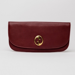 Pre Owned Gucci Red Leather 1973 Clutch