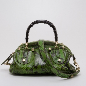 Pre Owned Gucci Pop Python Bamboo Handle Bag 