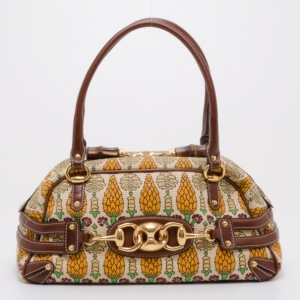 Pre Owned Gucci Pigna Canvas Satchel