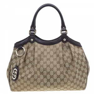 Pre Owned Gucci Brown Sukey Medium Original GG Canvas Tote