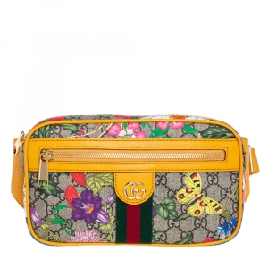 Pre Owned Gucci Multicolor Flora GG Supreme Coated Canvas and Leather Ophidia Belt Bag
