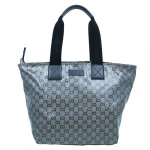 Pre Owned Gucci Black Gold Crystal GG  Cabas Tote Bag