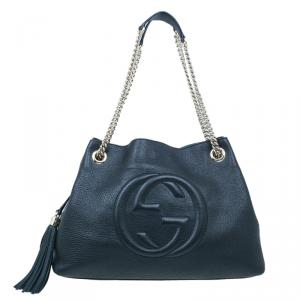 مملوكة مسبقًا حقيبة غوتشي سوهو جلد أسود متوسطة