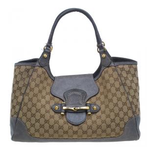 مملوكة مسبقًا Gucci Beige/Grey Guccissima Canvas and Leather Large New Pelham Tote Bag