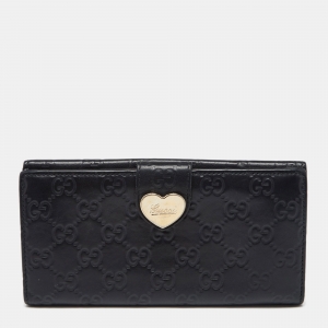 Gucci Black Guccissima Leather Flap Continental Wallet