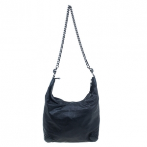 Pre Owned Gucci Metallic Black Leather Small Galaxy Hobo