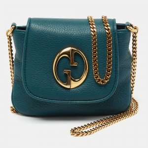 مملوكة مسبقًا Gucci Teal Leather Small 1973 Chain Crossbody Bag
