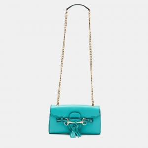 Gucci Turquoise Leather Small Emily Shoulder Bag