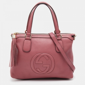 Pre Owned Gucci Pink Leather Soho 2WAY Tassel Tote