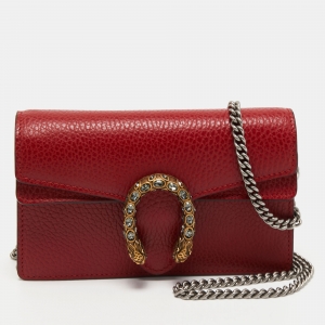 Gucci Red Leather Super Mini Dionysus Crossbody Bag
