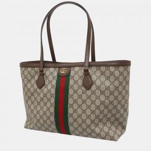 Gucci Beige/Brown GG Supreme Coated Canvas Leather Ophidia Tote Bag 