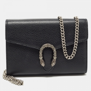 Gucci Black Leather Dionysus Wallet On Chain