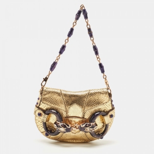 Pre Owned Gucci x Tom Ford Gold Python Chain Clutch