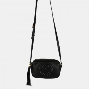 Pre Owned Gucci Black Grained Calf Leather Mini Soho Bag