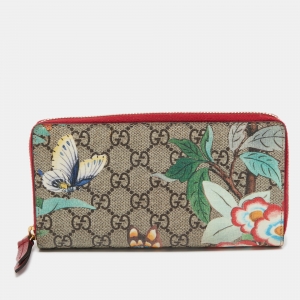 Gucci Multicolor GG Supreme Canvas Tian  Zip Around Wallet