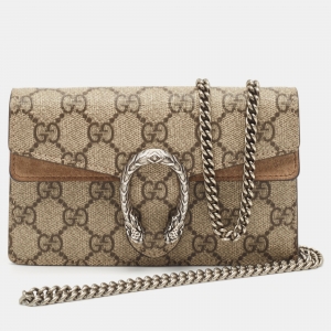 Pre Owned حقيبة كتف غوتشي طباعة زهور سوبر ميني ديونيسوس سوبريم GG متعددة الألوان/ بيج