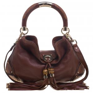 Pre Owned حقيبة غوتشي يد علوية أندي متوسطة جلد بنية