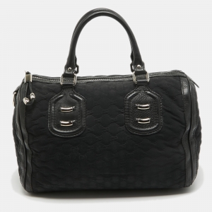 Gucci Black Guccissima Neoprene and Leather Medium Techno Boston Bag