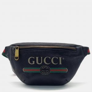 Gucci Black Leather Logo Small Belt Bag