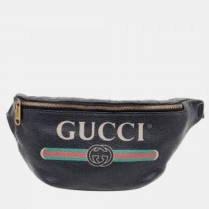 Gucci Black leather Web Logo Belt Bag 
