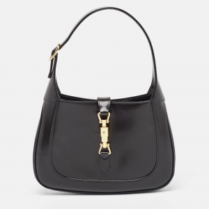 Pre Owned Gucci Black Glossy Leather Small Jackie 1961 Hobo