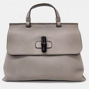 Gucci Mocha Grey Leather Daily Tote Bag