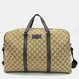 Gucci Beige/Brown GG Canvas Boston Bag