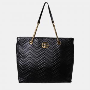 Gucci Black leather GG Marmont Matelassé Tote bag