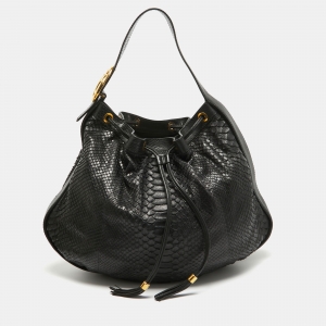 Pre Owned حقيبة غوتشي جلد غوتشيسيما بني بالشعار المتداخل برباط