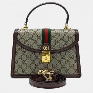 Gucci Brown GG Canvas Ophidia Top Handle Bag